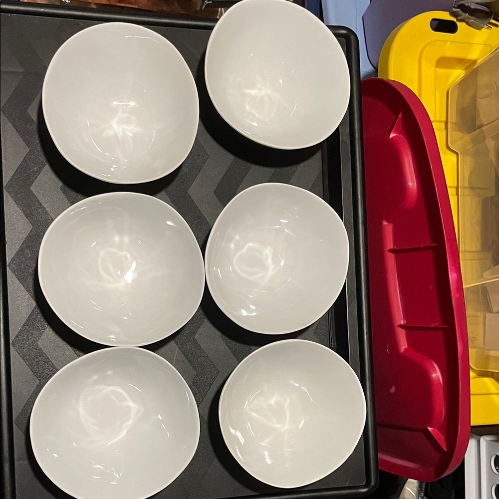 Set of 6 White Cereal Bowls